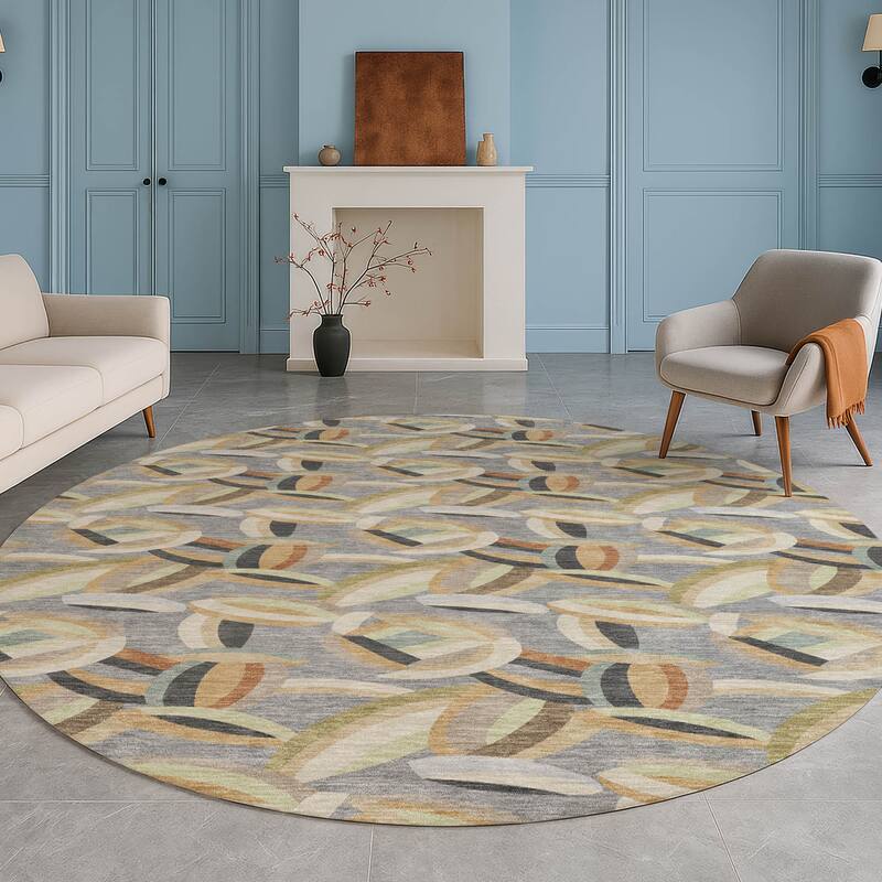Machine Washable Indoor/ Outdoor Modern Heli Chantille Rug