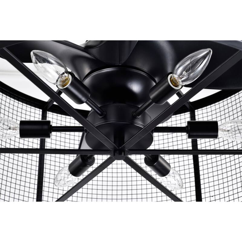 Anlo 23 Inch Matte Black 6-Light 3-Blades Ceiling Fandelier with Remote