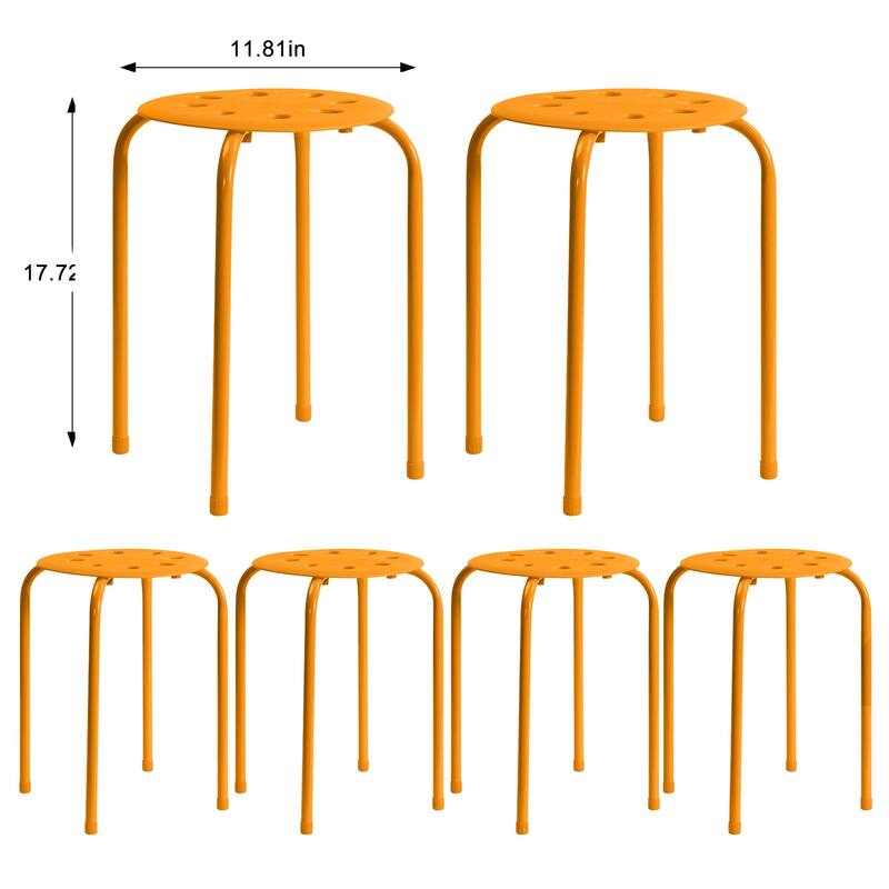 Javlergo 6-Pack Plastic Stackable Stools, Portable 8 Holes Metal Round Top Stools for Kitchen/Classrom