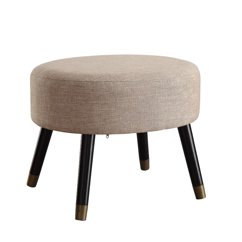 Mid Century Style Ottoman Stool with Upholstered Seat for Living Room Accent Seating or Entryway Shoe Bench
