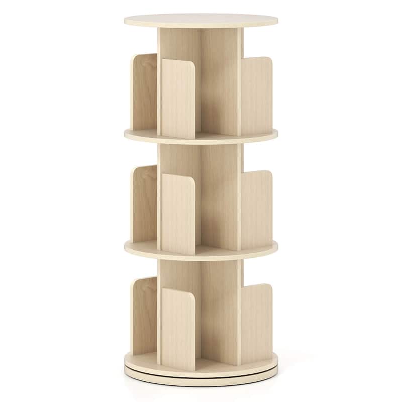 Costway 1/2 PCS 3-Tier Rotating Bookshelf 360° Display Rack with - See Details - Natural-1 PCS
