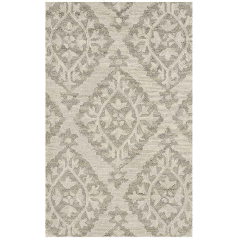 SAFAVIEH Handmade Micro-Loop Hyeong Wool Rug - 2'6" x 4' - Light Grey