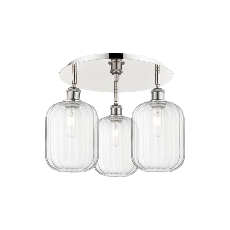Innovations Lighting Endless Possibilities Ballston - Preston - 3 Light 19" Jar Shade Flush Mount - Clear/Polished Nickel