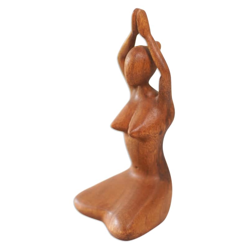 Novica Handmade Meditative Asana Wood Statuette