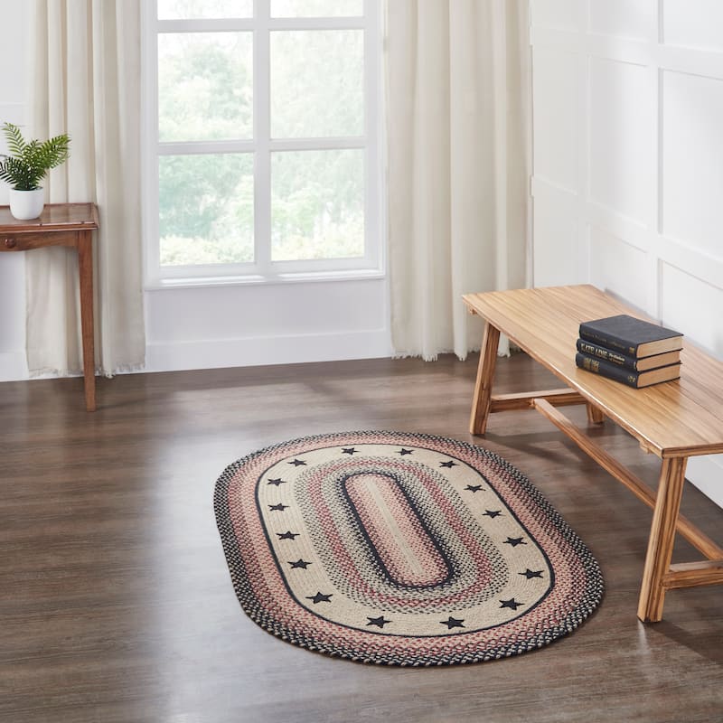 Colonial Star Jute Rug Oval w/ Pad 36x60 - 3'6" - 3'6" - Tan