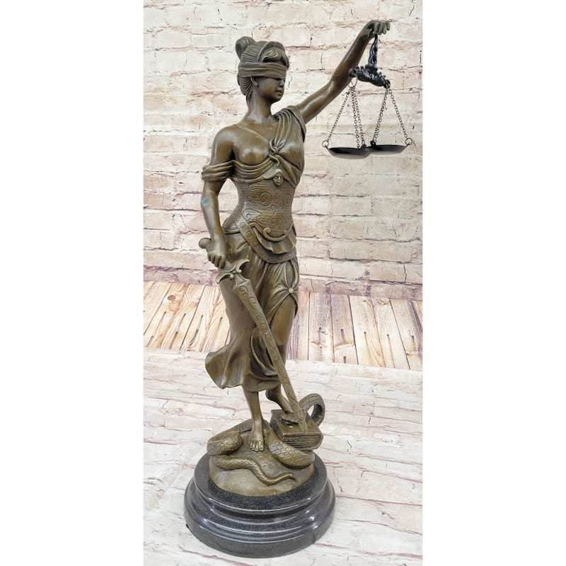 Themis Lady Justice Bronze Statue Sculpture Figure Lawyer Attorney Decor 19 Inches X 8 Inches