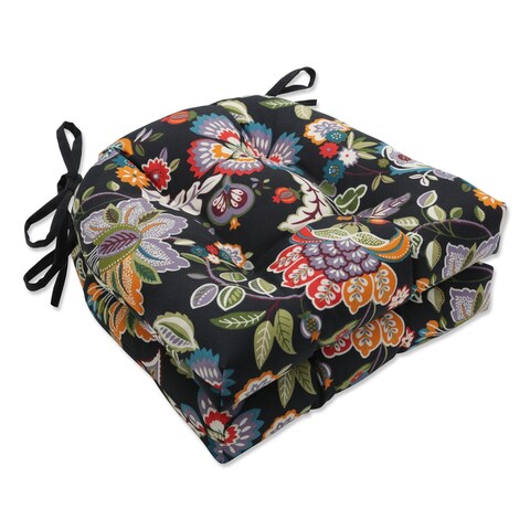 Pillow Perfect Outdoor Telfair Midnight Deluxe Tufted Chairpad (Set of 2) - 17 X 17.5 X 4