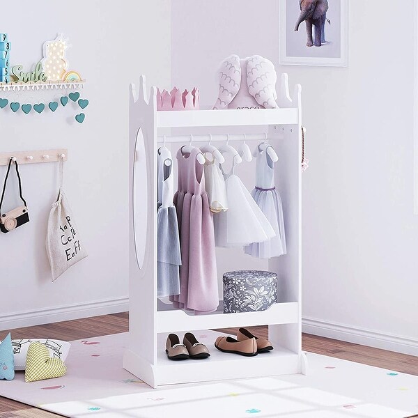 UTEX Kids Dress up Storage with Mirror Costume Closet for Kids Open Hanging Armoire Closet Pretend Storage Closet for Kids Bed Bath Beyond 33305456