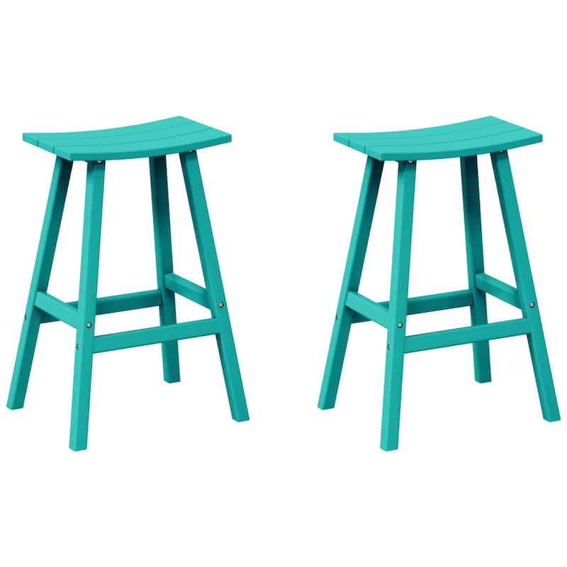 Laguna Hdpe All Weather Outdoor Patio 29" Saddle Seat Bar Stool (Set Of 2)