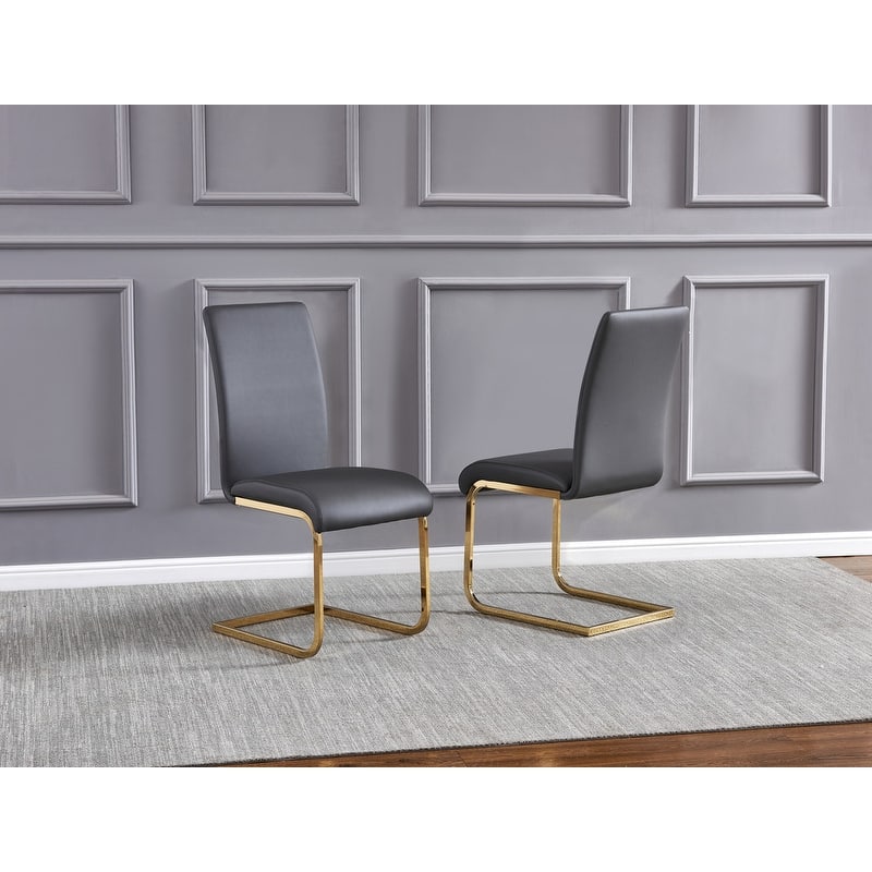 Best Master Furniture T01 Dining Side Chairs (Set of 2) - Grey (Gold)