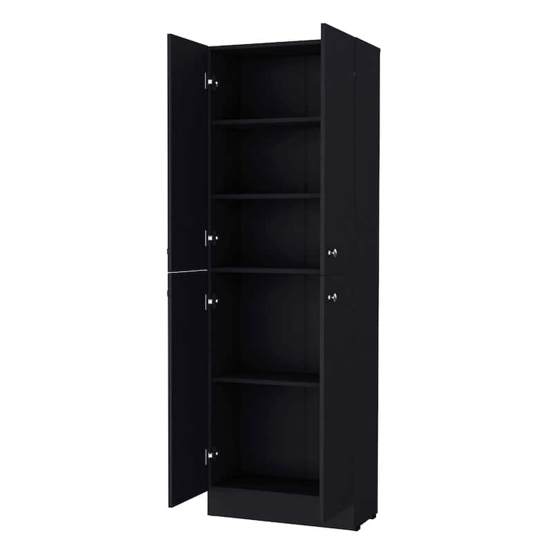 Pantry Cabinet with 4 Doors and 5 Hidden Shelves