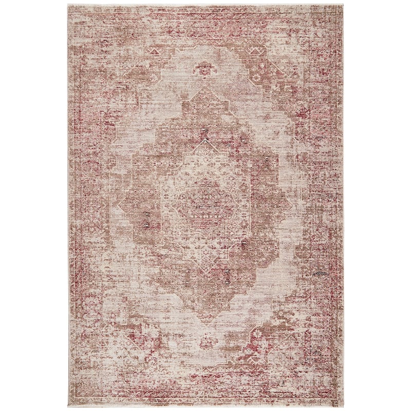 Terra by Obeetee Heirloom Medallion Rug - Lavender/Ivory - 3'3" x 5'