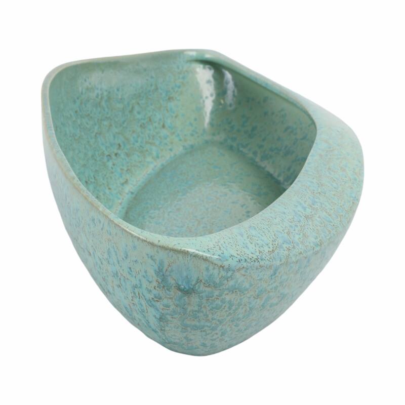 Decorative Oval Ceramic Bowl - Abstract Pattern - 18", Green - 18.0"