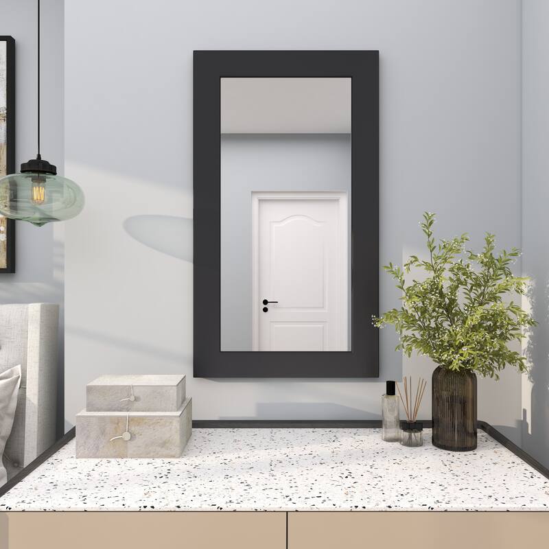 Black Wooden Room Wall Mirror