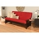 preview thumbnail 59 of 65, Copper Grove Dixie Espresso Full-size Futon Set with Bonded Leather Innerspring Mattress Suede Red