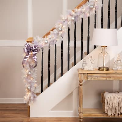 9' x 10" Vermont White Pine Artificial Christmas Garland, Clear Lights