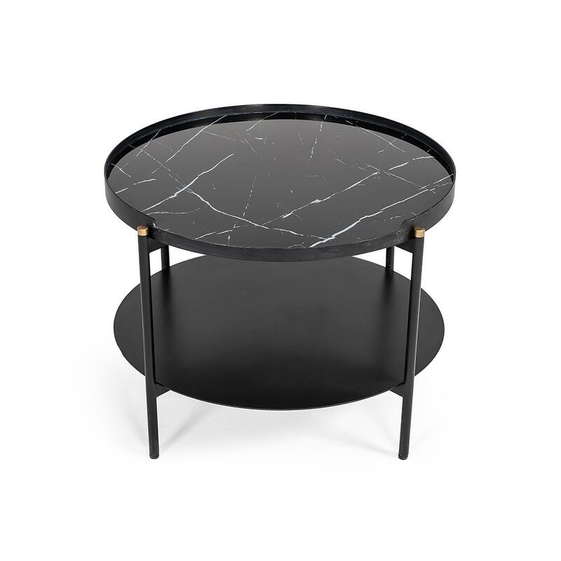 Modrest Randal Modern Round Black Metal Coffee Table