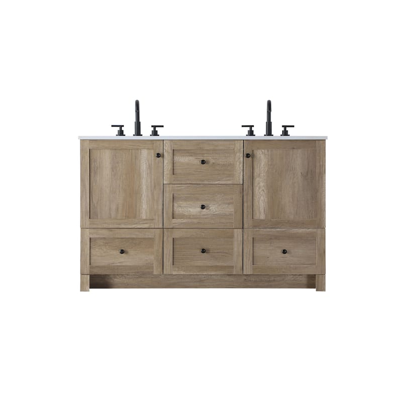 Elegant Lighting VF2854D Soma 54" Free Standing Double Basin Vanity - Natural Oak - Oak Finish