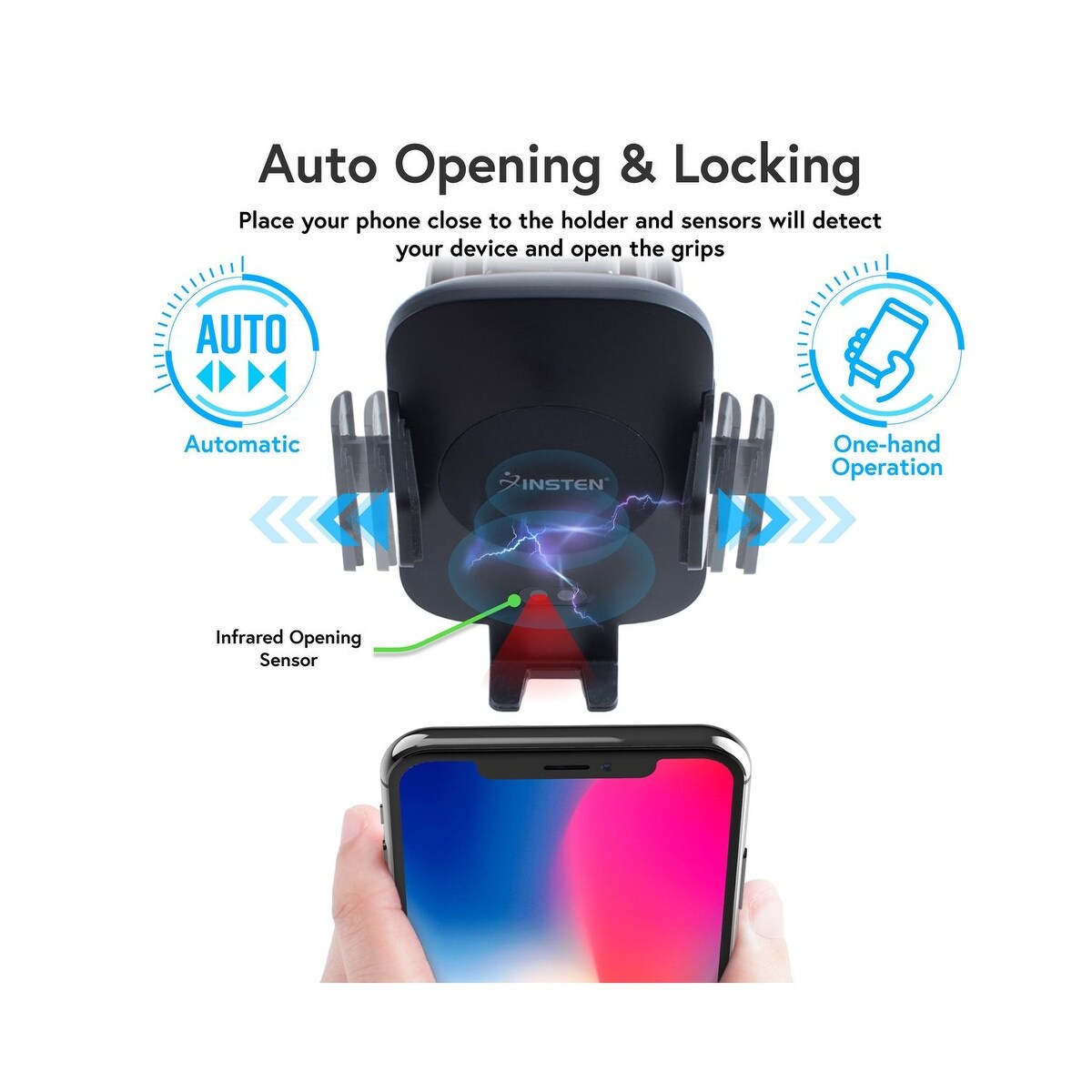 Wireless Car Charger Mount Holder for Cell Phone Automatic Infrared Sensor Built in to Open or Close Grip Suction Cup Holder Wireless Car Charger Mount Holder for Cell Phone Automatic Infrared Sensor Built in to Open or Close Grip Suction Cup Holder