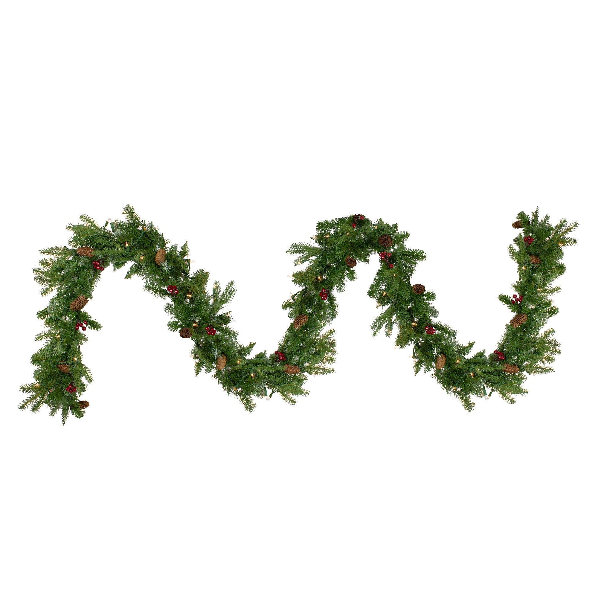 9'x12" Mixed Winter Berry Pine Artificial Christmas Garl Clear Lights