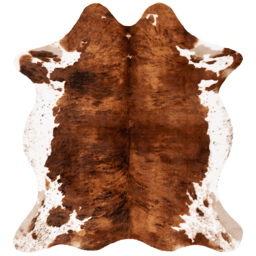 SAFAVIEH Faux Cow Hide Oswina Vegan Animal Pelt Pattern Rug - 4'7" x 5'3"