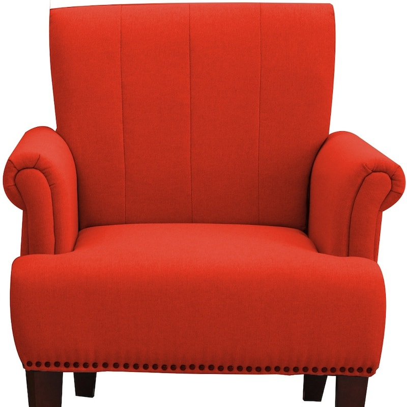 30-inch Arm Chair with Nailhead Trim and Sturdy Brown Legs
