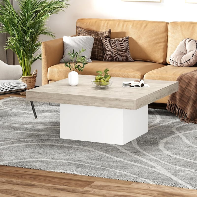 35 inch Coffee Table with Led Lights for Home Office, Apartment - N/A - Grey