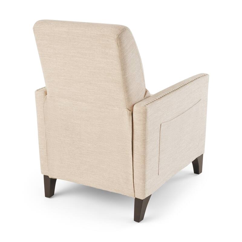 Pushback Recliner with Nailhead Accents and Birch Wood Legs