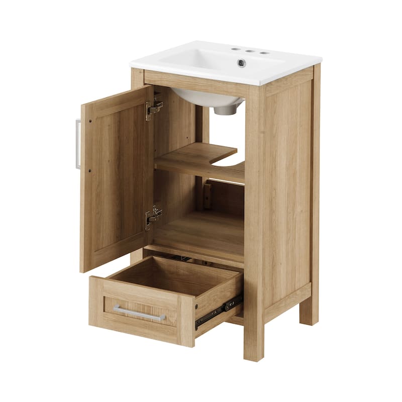 Ove Decors Kansas 18" Bathroom Vanity Top and Backslplash, White Oak