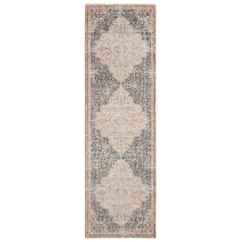 Faridah Medallion Tan/ Blue Area Rug