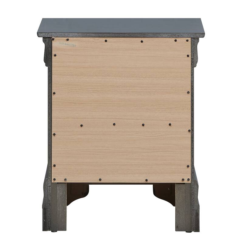 Metallic Black Nightstand with Two Drawers