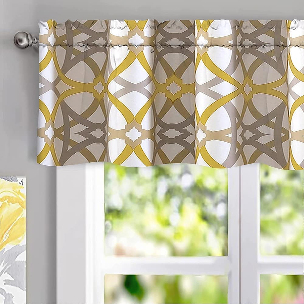 DriftAway Alexander Spiral Geo Trellis Pattern Window Curtain Valance 52 x 14