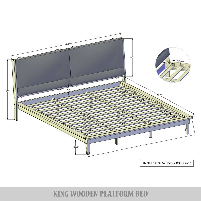 CraftPorch Mid-Century Wooden Platform Bed