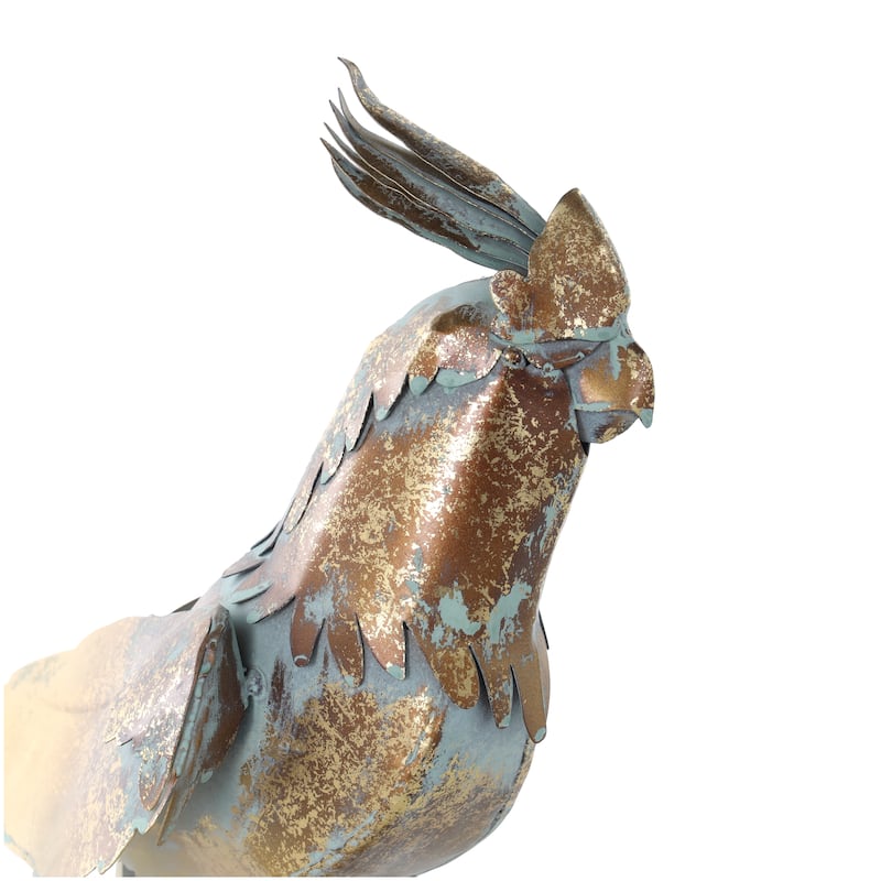 Bronze Metal Patina Parrot Decorative Garden Sculpture with Branch Base