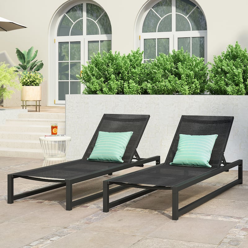 Modesta Outdoor Aluminum Mesh Chaise Lounge (Set of 2) by Christopher Knight Home