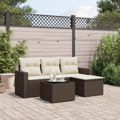 vidaXL Garden Sofa Set Brown Poly Rattan Modular Garden Sofa Set - 21.7 x 21.7 x 14.6