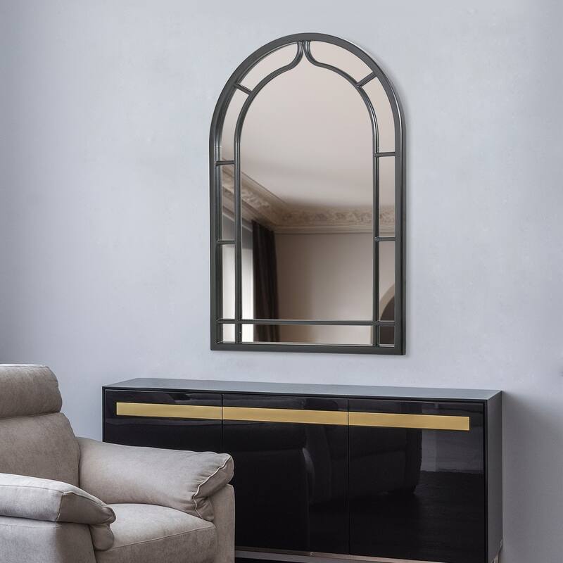 Arch Window Wall Mirror Bathroom Vanity Mirror - Black - 47.2'' H X 31.5" W x 1.1" D
