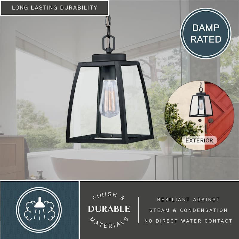 Granville 1 Light Bronze Outdoor Lantern Pendant Clear Glass - 8-in W x 13-in H x 8-in D