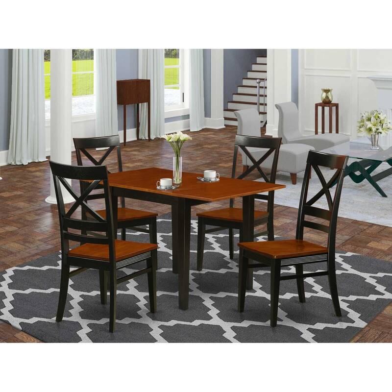 5-Piece Black and Cherry Finish Solid Wood Top Dining Room Set (Seats-4)