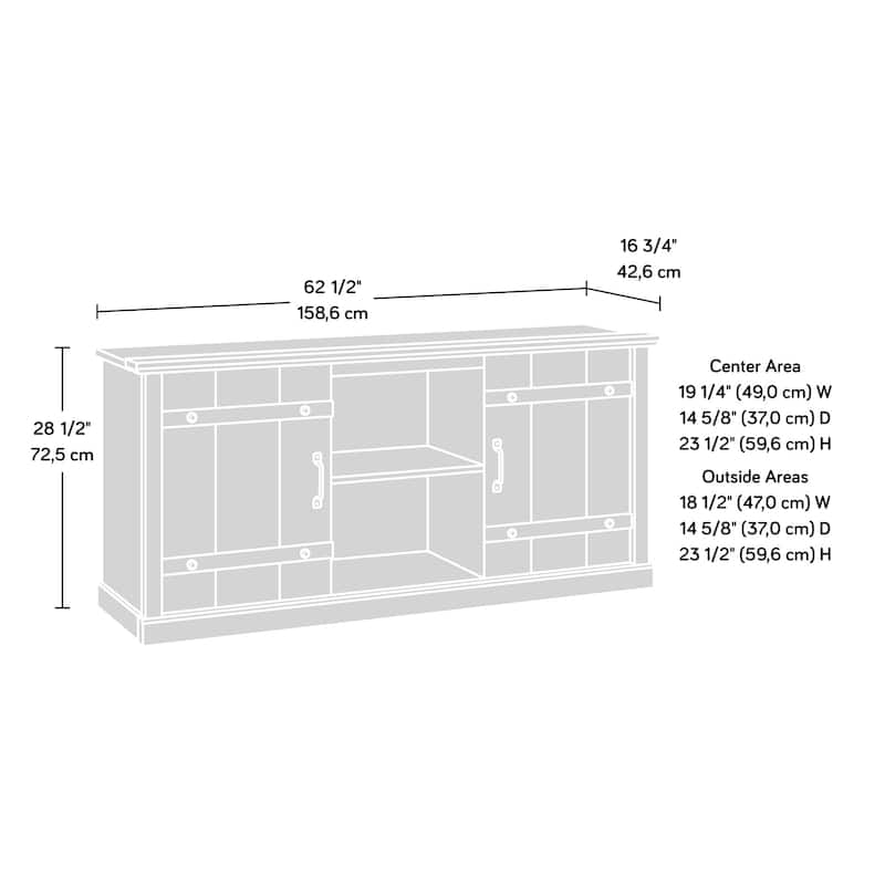 Wood Credenza for TVs up to 70" with Hidden Storage - 62.44" W x 16.77" D x 28.54" H