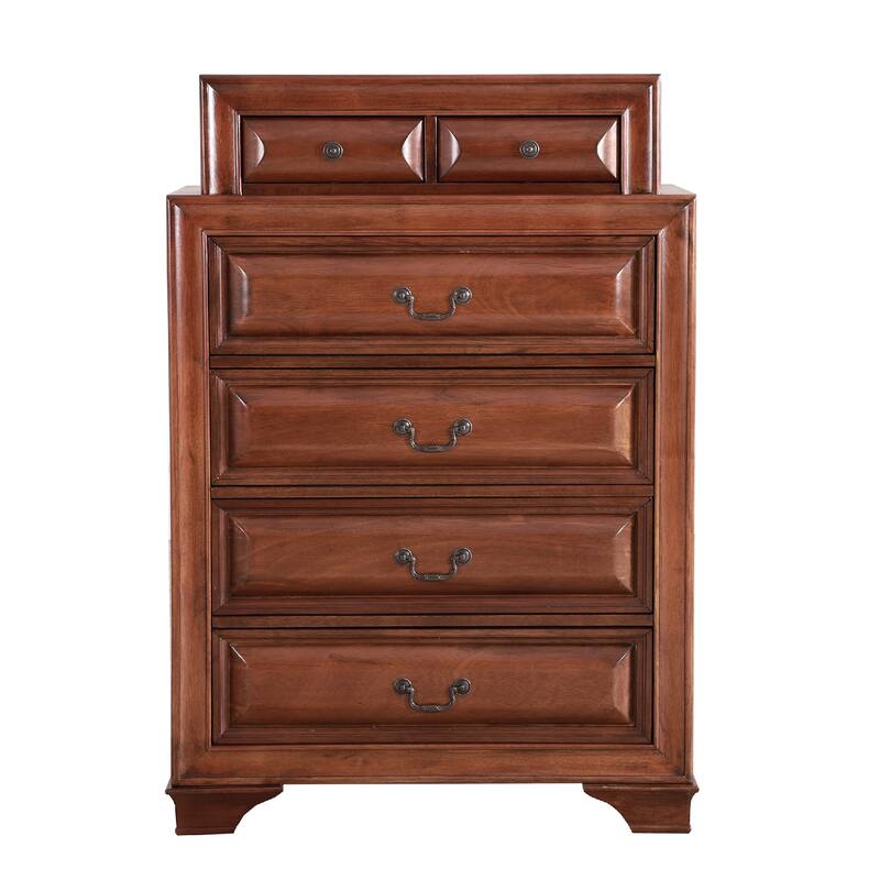 7-Drawer Wooden Bedroom Chest - 52" - Brown