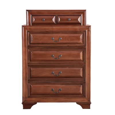 7-Drawer Wooden Bedroom Chest - 52" - Brown