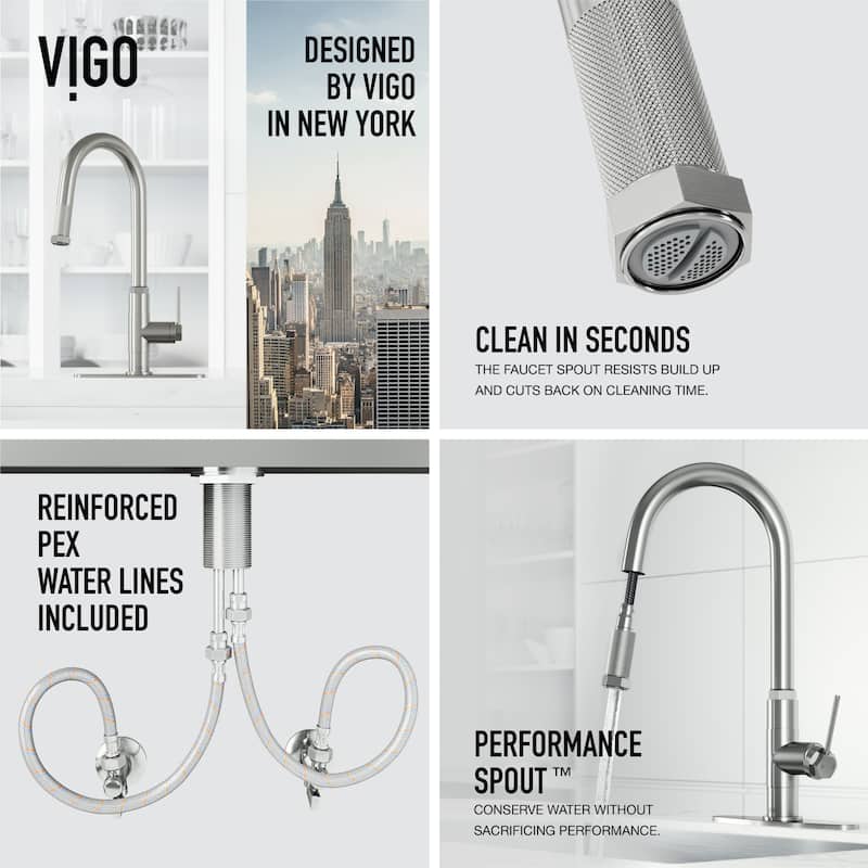 VIGO Hart Arched 18" H Single Handle Pull-Down Kitchen Faucet
