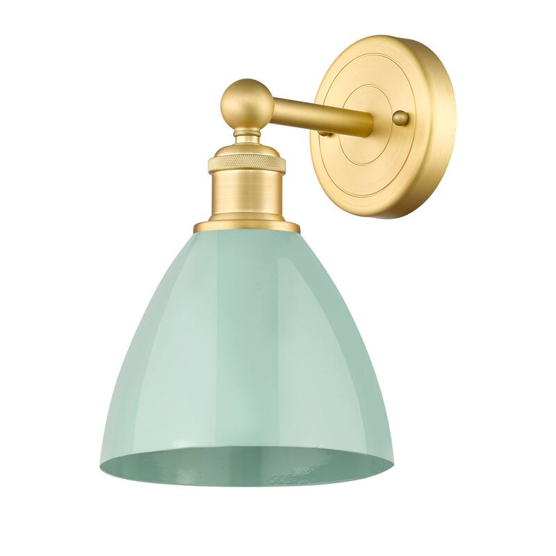 Innovations Lighting 616-1W-12-8 Plymouth Sconce Plymouth Dome 12" - Satin Gold / Seafoam