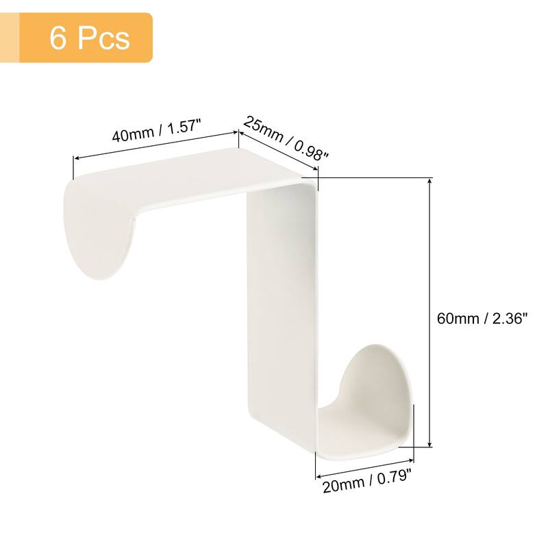 Over the Door Hooks, 6pcs - Stainless Steel S-Shaped Double Hooks - White