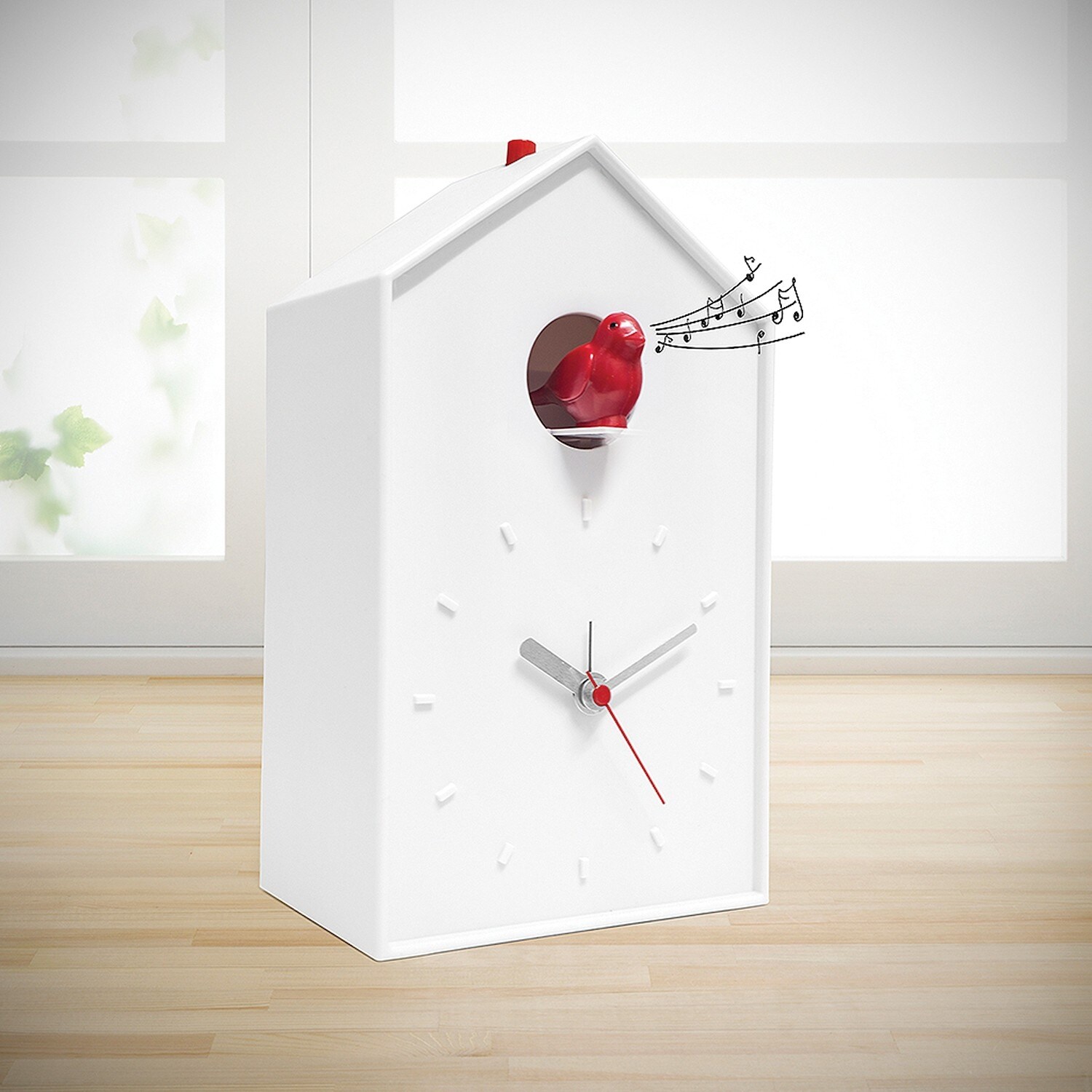 Balvi Cuckoo Clock White Birdhouse With Red Bird Balvi Cuckoo Clock White