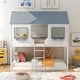 preview thumbnail 1 of 15, Merax Twin Over Twin House Bunk Bed with Guardrail & Ladder White