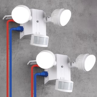 2 Pack 30W Dual-Head LED Security Light with GFCI Outlets, White