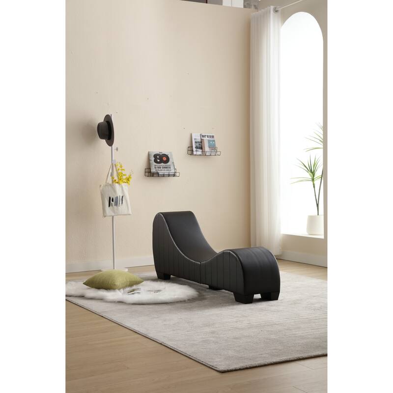 Yoga Chaise Lounges Faux Leather Curved Recliners Sofa On Sale Bed