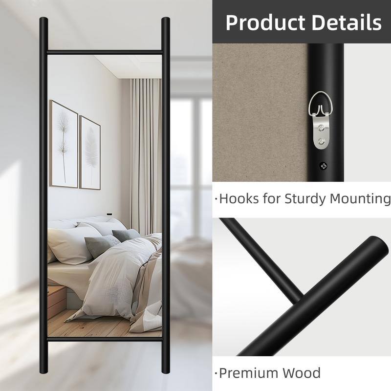 Rectangle Ladder-Style Solid Wood Framed Mirror in Brown - 63"x24"